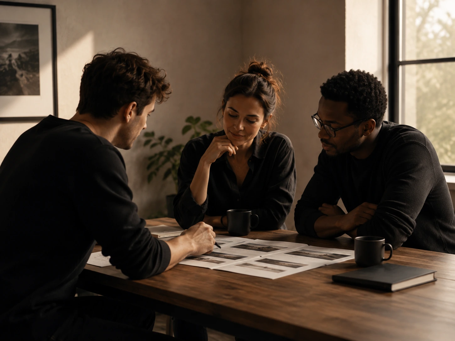 Creative collaborators gathered around a working table
