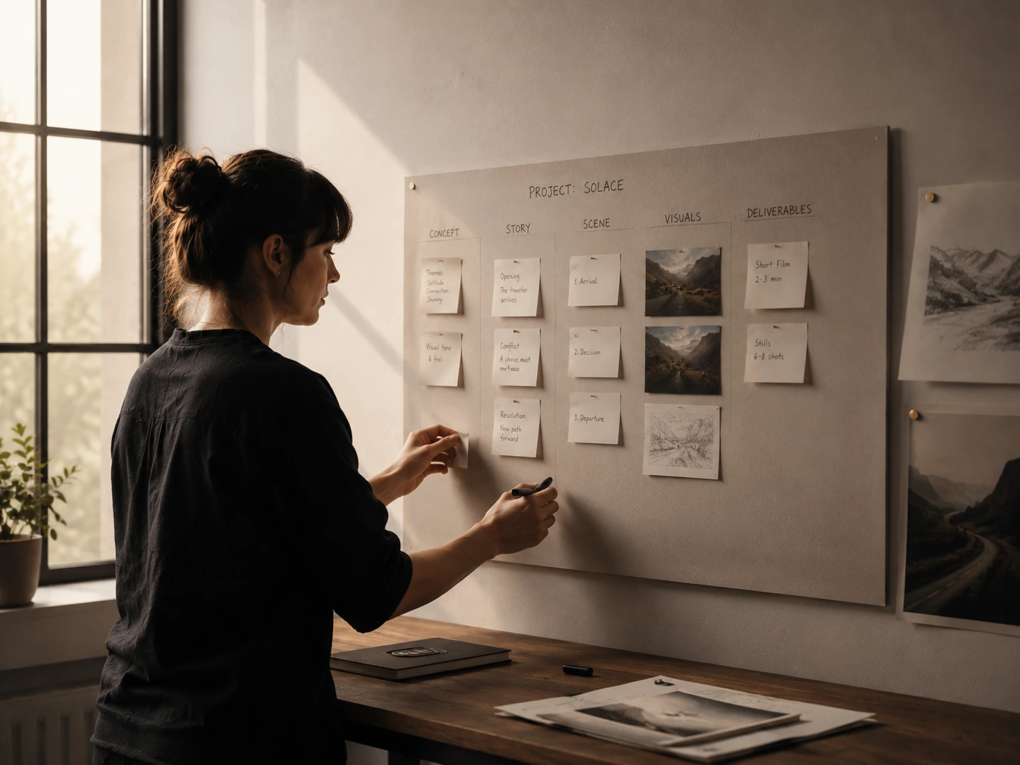 Project storyboard and work planning materials