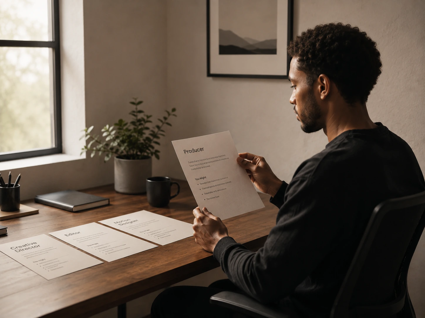 Collaborator choosing a role in a professional production workflow