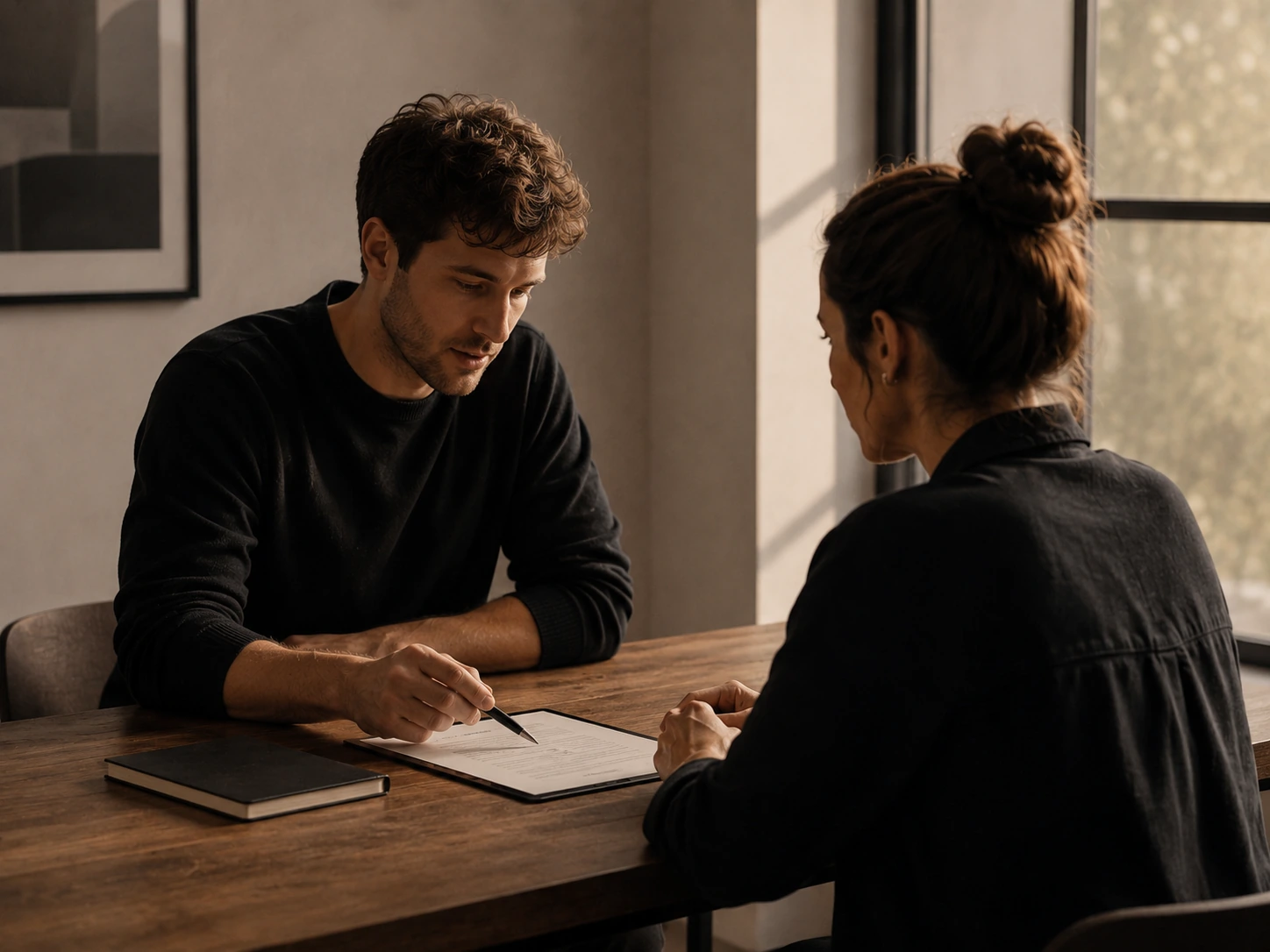 People signing a creative project agreement